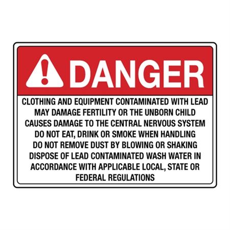 Danger Clothing and Equipment Contaminated with Lead Decal